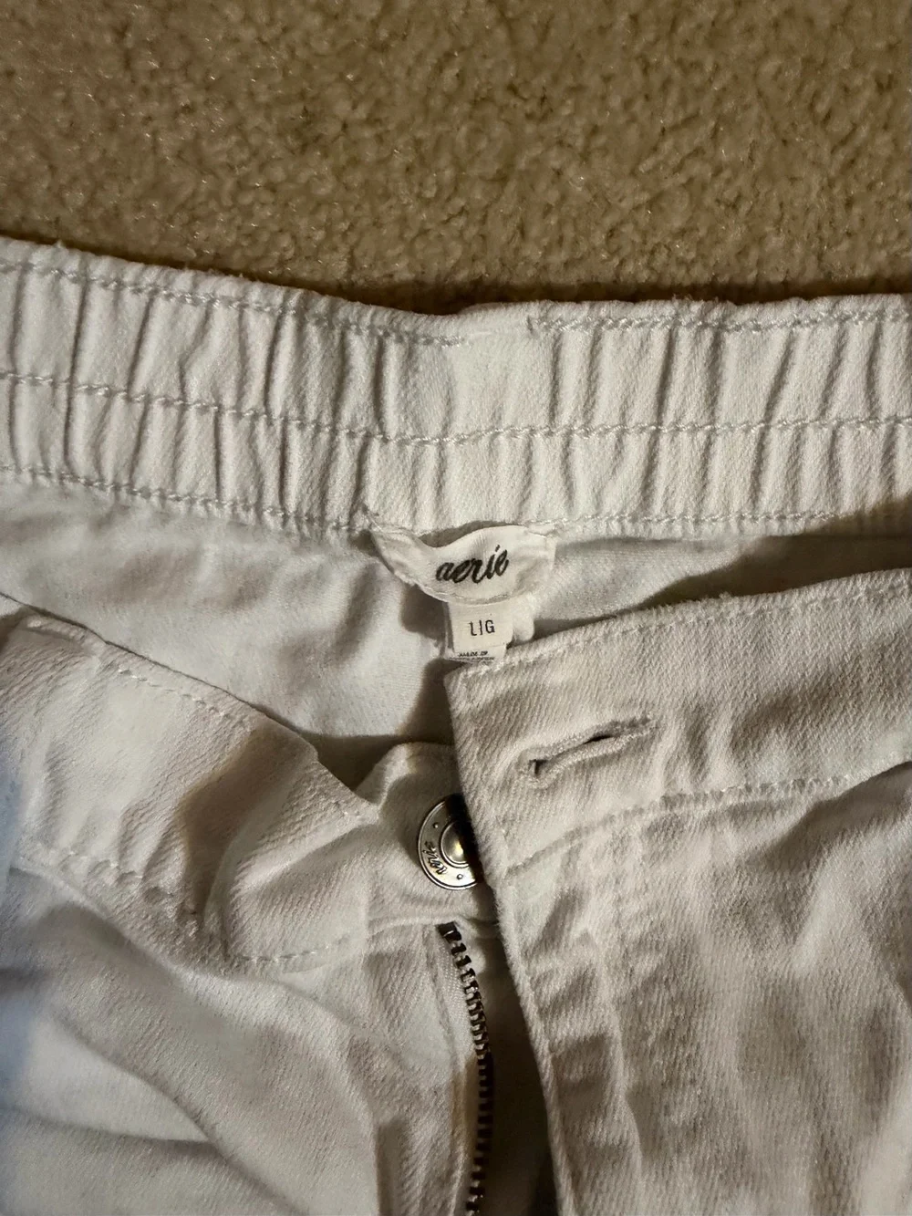 aerie White Distressed Frayed-Hem Denim Shorts
